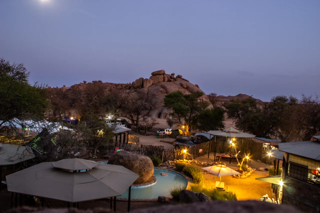 Night falls over Madisa Camp